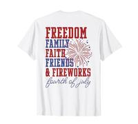 Freedom Family Faith Friends Fuochi d'artificio Festa del 4 luglio Maglietta