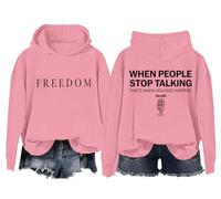 Freedom Felpa e felpe con cappuccio per donne e uomini quando le persone smettono di parlare è quando la violenza accade camicia, Rosa-1, L