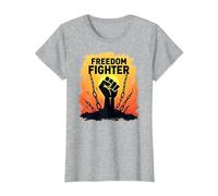Freedom Fighter: potenziare Il Grafico di protesta per Gli attivisti, Maglietta, Donna, Grigio Melange, XL