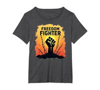 Freedom Fighter: potenziare Il Grafico di protesta per Gli attivisti, Maglietta, Donna Plus-Size, Grigio Scuro, 1X