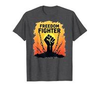 Freedom Fighter: potenziare Il Grafico di protesta per Gli attivisti, Maglietta, Uomo, Grigio Scuro, L