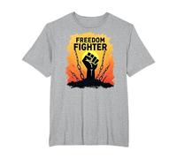 Freedom Fighter: potenziare Il Grafico di protesta per Gli attivisti, Maglietta, Uomo Taglie Grandi, Grigio Melange, 4X Tall