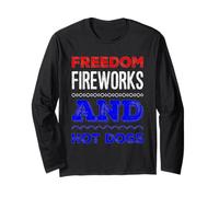 Freedom Fireworks e Hot Dogs divertente Patriotic 4 luglio Maglia a Manica