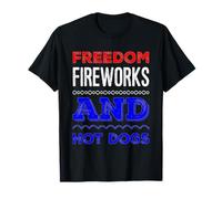 Freedom Fireworks e Hot Dogs divertente Patriotic 4 luglio Maglietta