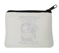 Freedom Or Death - Portamonete in neoprene con motocicletta da corsa 1998, 10 x 11 cm, colore: Bianco, bianco, Taglia unica
