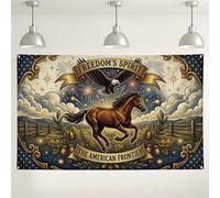 Freedom Spirit, sfondo da parete vintage con cavallo e aquila, decorazione rustica per la casa per eventi fotografici, forniture patriottiche per interni ed esterni, 180 x 109 cm