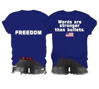 Freedom Words are Stronger Than Bullets Shirt, Words are Stronger Than Bullets, maglietta con scollo a V Freedom, Blu zaffiro, S