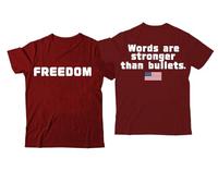 Freedom Words are Stronger Than Bullets Shirt, Words are Stronger Than Bullets, maglietta con scollo a V Freedom, Claret-1, S