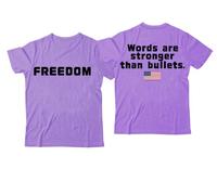 Freedom Words are Stronger Than Bullets Shirt, Words are Stronger Than Bullets, maglietta con scollo a V Freedom, Viola-1, L