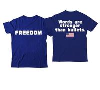 Freedom Words are Stronger Than Bullets Shirt, Words are Stronger Than Bullets, maglietta con scollo a V Freedom, Blu zaffiro-1, L