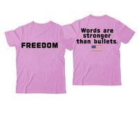 Freedom Words are Stronger Than Bullets Shirt, Words are Stronger Than Bullets, maglietta con scollo a V Freedom, Rosa-1, M