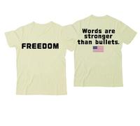 Freedom Words are Stronger Than Bullets Shirt, Words are Stronger Than Bullets, maglietta con scollo a V Freedom, Giallo Cremoso-1, XXL
