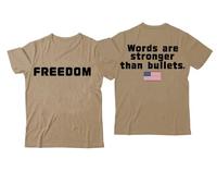 Freedom Words are Stronger Than Bullets Shirt, Words are Stronger Than Bullets, maglietta con scollo a V Freedom, Khaki-1., XXL