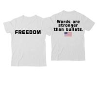 Freedom Words are Stronger Than Bullets Shirt, Words are Stronger Than Bullets, maglietta con scollo a V Freedom, bianco-1, XL