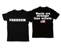 Freedom Words are Stronger Than Bullets Shirt, Words are Stronger Than Bullets, maglietta con scollo a V Freedom, Nero-1, XL