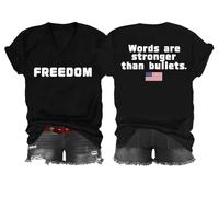Freedom Words are Stronger Than Bullets Shirt, Words are Stronger Than Bullets, maglietta con scollo a V Freedom, Nero , XL