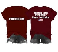 Freedom Words are Stronger Than Bullets Shirt, Words are Stronger Than Bullets, maglietta con scollo a V Freedom, Porpora, XXL