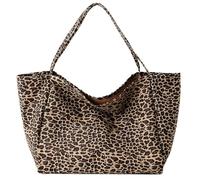 Freefire Borsa a tracolla grande da donna, leopardato, in tela, con motivo leopardato, casual, per la spesa, per tutti i giorni, l'ufficio, lo shopping, la scuola