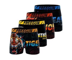 FREEGUN Boxer Aderente (Set di 4) Ragazzo, Arancione/Nero/Giallo/Blu, 8-10 Anni