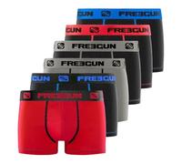 FREEGUN Boxer Bambino Cotone, Mutande Ragazzo comodo e ultra morbido, set di 6, Nero, Rosso, Grigio, Blu, Taglie 12-14 anni