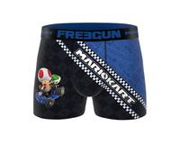 FREEGUN | Boxer da uomo | Design Mariokart divertente e colorato in colore blu | vestibilità comoda ed elastica | Tessuto traspirante, blu, S