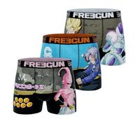 FREEGUN Boxer da uomo Dragon Ball Z, pantaloni da uomo Goku, Trunks e Buu (confezione da 3), Blu/Rosa/Nero, M