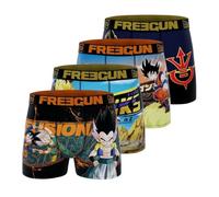 Freegun Boxer da Uomo Dragon Ball Z, Pantaloni da Uomo Goku, Vegeta e Picolo (Confezione da 4), Arancione/Viola/Nero/Giallo/Blu, S