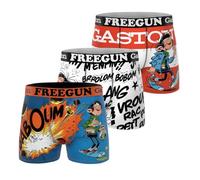 FREEGUN Boxer da uomo Gaston Lagaffe, Slip da uomo Stretch, comodi e ultra morbidi (set di 3), Arancione/Blu/Rosso/Bianco/Nero, M