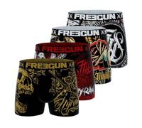 FREEGUN Boxer da uomo Hyraw, pantaloni da uomo Pirates Skull, originali e confortevoli, confezione da 4, Giallo/Nero/Rosso, M