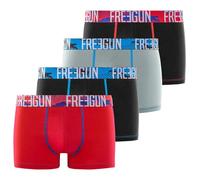 FREEGUN Boxer da Uomo in Cotone, Slip da Uomo, ipoallergenici e Elasticizzati, Confezione da 4, Nero/Grigio/Rosso, M