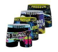 FREEGUN Boxer da Uomo, Mutande da Uomo Paesaggio, Morbido e Traspirante (Confezione da 4), Nero/Giallo/Blu, M