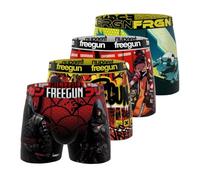 Freegun Boxer da Uomo, Mutande da Uomo Paesaggio, Morbido e Traspirante (Confezione da 4), Rosso/Nero/Giallo, S