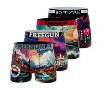 Freegun Boxer da Uomo, Mutande da Uomo Paesaggio, Morbido e Traspirante (Confezione da 4), Viola/Rosa/Rosso/Nero/Bianco, XL