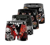 FREEGUN Boxer da Bambino, Mutandine da Ragazzo Paesaggio, Morbido e Traspirante (Confezione da 4), Nero/Grigio/Arancione/Bianco, 8-10 Anni