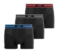 FREEGUN Boxer Uomo, Mutande Uomo, AKTIV Sport, piacevole e senza deformazione, set di 3, Nero, Blu, Grigio, Rosso, Taglie XL