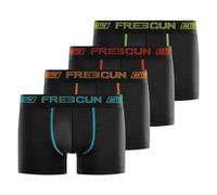 FREEGUN Boxer Uomo, Mutande Uomo, AKTIV Sport, morbido e leggero, set di 4, Nero, Blu, Giallo, Rosso, Taglie XL