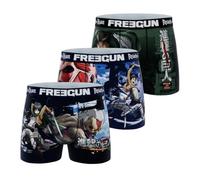 FREEGUN Boxer Uomo Attacco Titan, Mutande Uomo Eren, Livai e Mikasa Ackerman (confezione da 3), Rosso/Blu/Nero/Bianco/Verde, XL