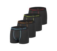 FREEGUN Boxer Uomo, Mutande Uomo, AKTIV Sport, morbido e leggero, set di 4, Nero, Blu, Giallo, Rosso, Taglie S