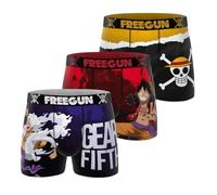FREEGUN Boxer Uomo One Piece, Boxer Uomo Luffy, Originale e Autentico (Confezione da 3), Viola/Nero/Bianco/Rosso/Arancione, XXL