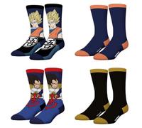 FREEGUN Calze uomo Dragon Ball Z, calzini da uomo, originali e autentici (set di 4), Nero/Giallo/Blu/Ruge, 39-42