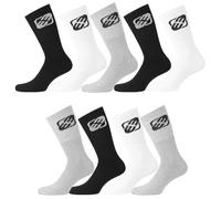 FREEGUN Calzini Uomo Sport Training - Set di 9 Calze Uomo Lunghe, running, comodi, Bianchi, Grigio, Nero, Taglie 39/42