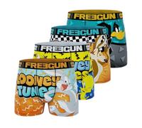 FREEGUN Fgloo/1/Bm/Pk4 Boxer Corti, Arancione/Nero/Giallo/Bianco, XL (Pacco da 4) Uomo