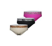 FREEGUN Fgm/2/Bc/Pk3 Boxer Corti, Nero/Rosa/Beige/Marrone, XL (Pacco da 3) Donna