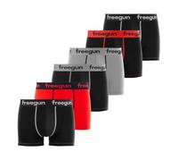 FREEGUN Boxer Uomo Cotone, Mutande Uomo, Durevole, Vestibilità Perfetta (set di 6), Rosso, Grigio, Bianco, Nero, Taglie XL