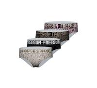 Freegun Mutandine da Donna, Intimo Femminile, comode e Ultra morbide (Confezione da 4), Beige/Marrone/Nero/Grigio/Fucsia, XS