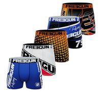 FREEGUN Set di 5 Boxer da Uomo, Modello Casuale, Comodo e Piacevole, Blu/Nero/Arancione/Bianco, XXL
