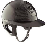 freejump Casco da Equitazione Voronoï Carbon - con Protezione per le Tempie, Nero Glossy - S