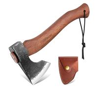 Freelander Ascia di Sopravvivenza, Ascia da 33,5 cm per Spaccare il Legno, Ascia da Campeggio per Esterni Forgiata a Mano con Fodero, Ascia Vichinga Affilata per Boscaglia, Giardino, Regalo per Uomini