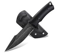 Freelander Coltello da Caccia a Lama Fissa in Acciaio D2, Coltello da Sopravvivenza Affilato con Impugnatura in G10, Coltello Acciaio a Zanna Intera a Lama Fissa con Fondina in Kydex