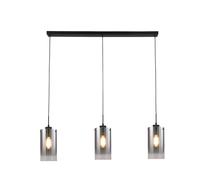 Freelight Lampada a sospensione Ventotto, nero/fumo, lunghezza 105 cm, a 3 luci. Freelight